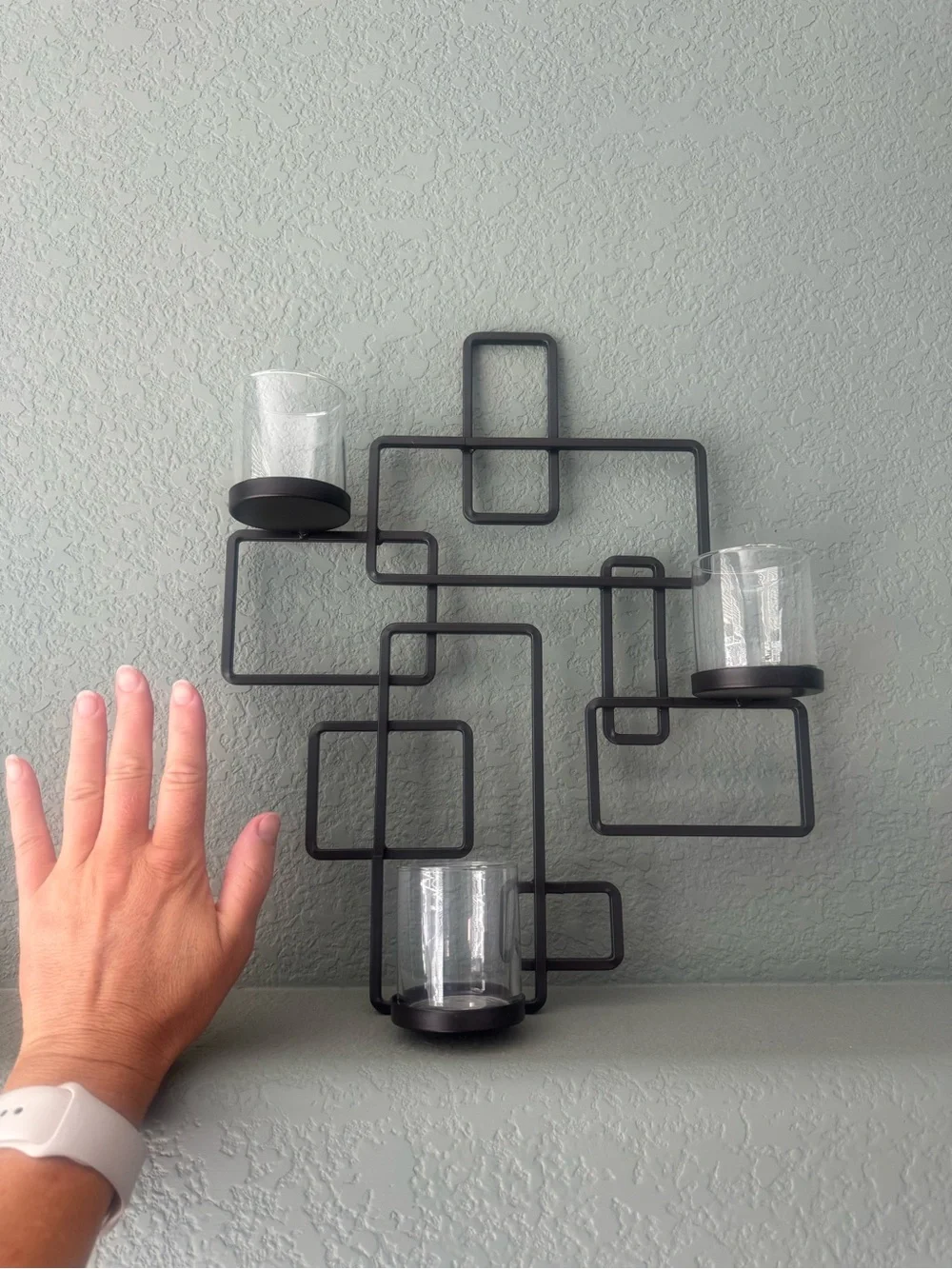 Geometric Black Metal Wall Candle Holder - Modern Home Wall Decor